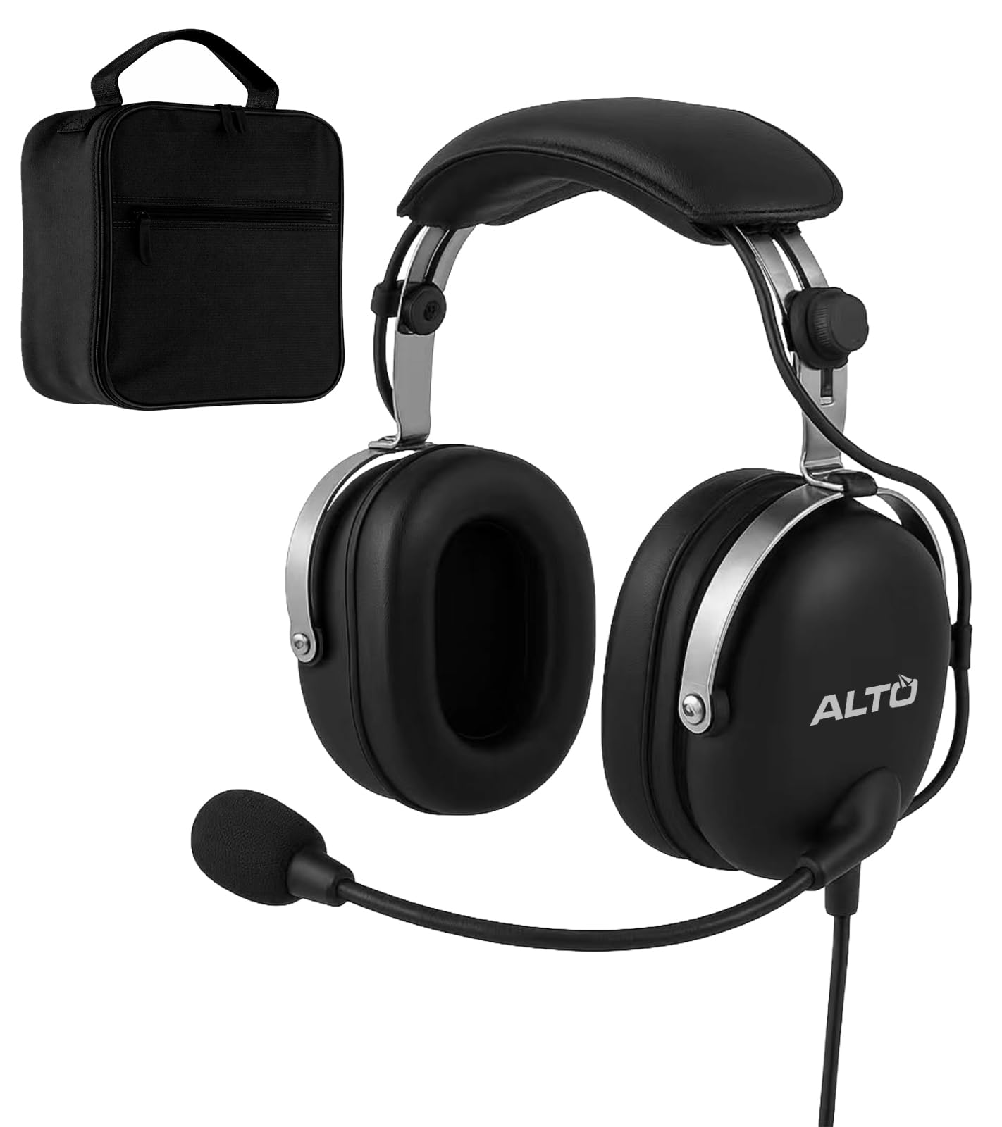 Alto - Casque de Pilote Aviation Générale – Micro Anti-Bruit, Léger, Résistant, avec Étui de Transport