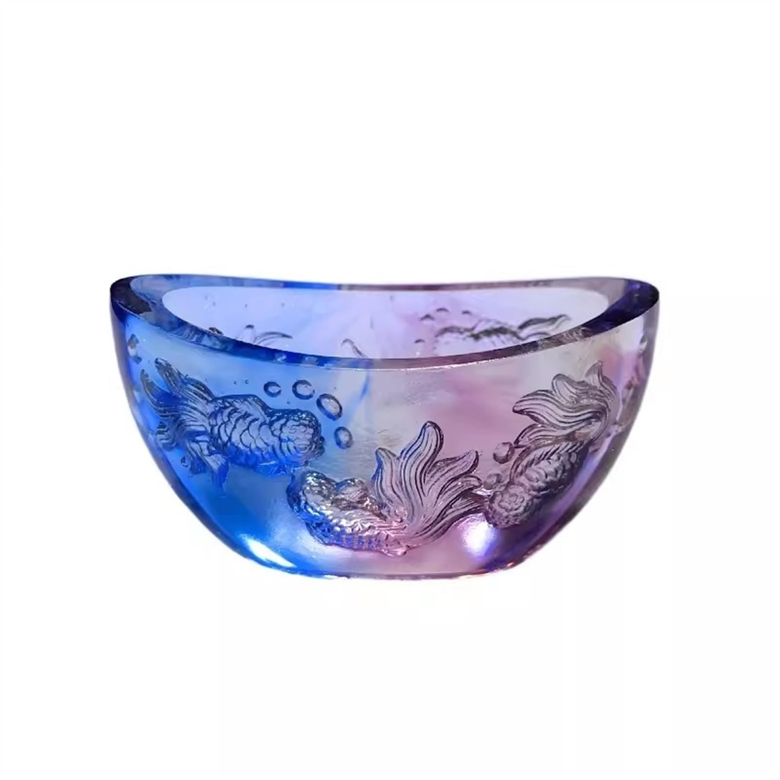 Poissons d'eau Douce Modélisation d'aquarium vitré Feng Shui for Attirer Les décorations de Richesse(Blue)