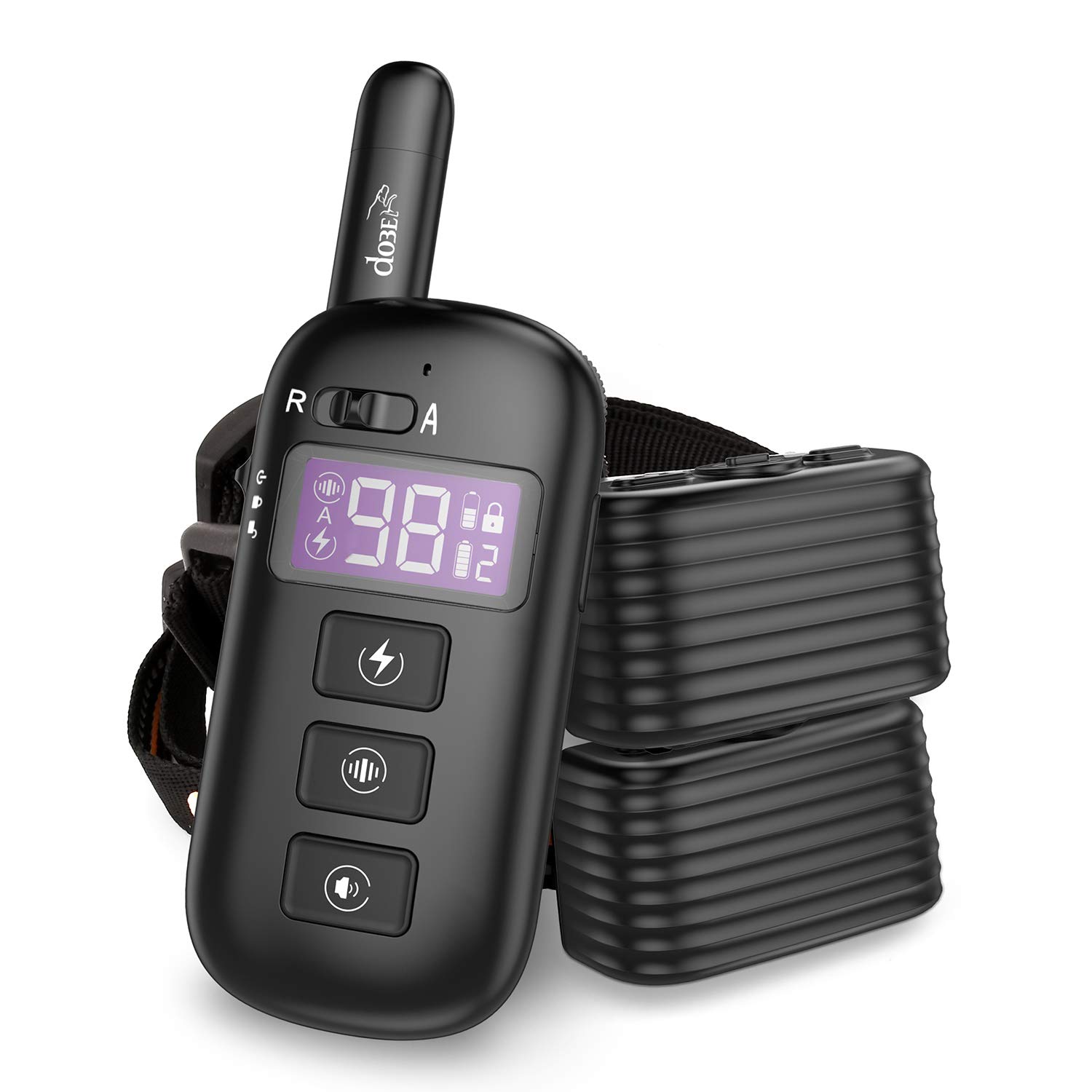 Dog Training Collar - Auto Dog Bark Collar 2 in 1 - Rechargeable Dog Remote Collar w/3 Training Modes, Beep, Vibration, Shock, 100% Waterproof Training Collar, Up to 1900Ft Remote Range for 2 Dogs