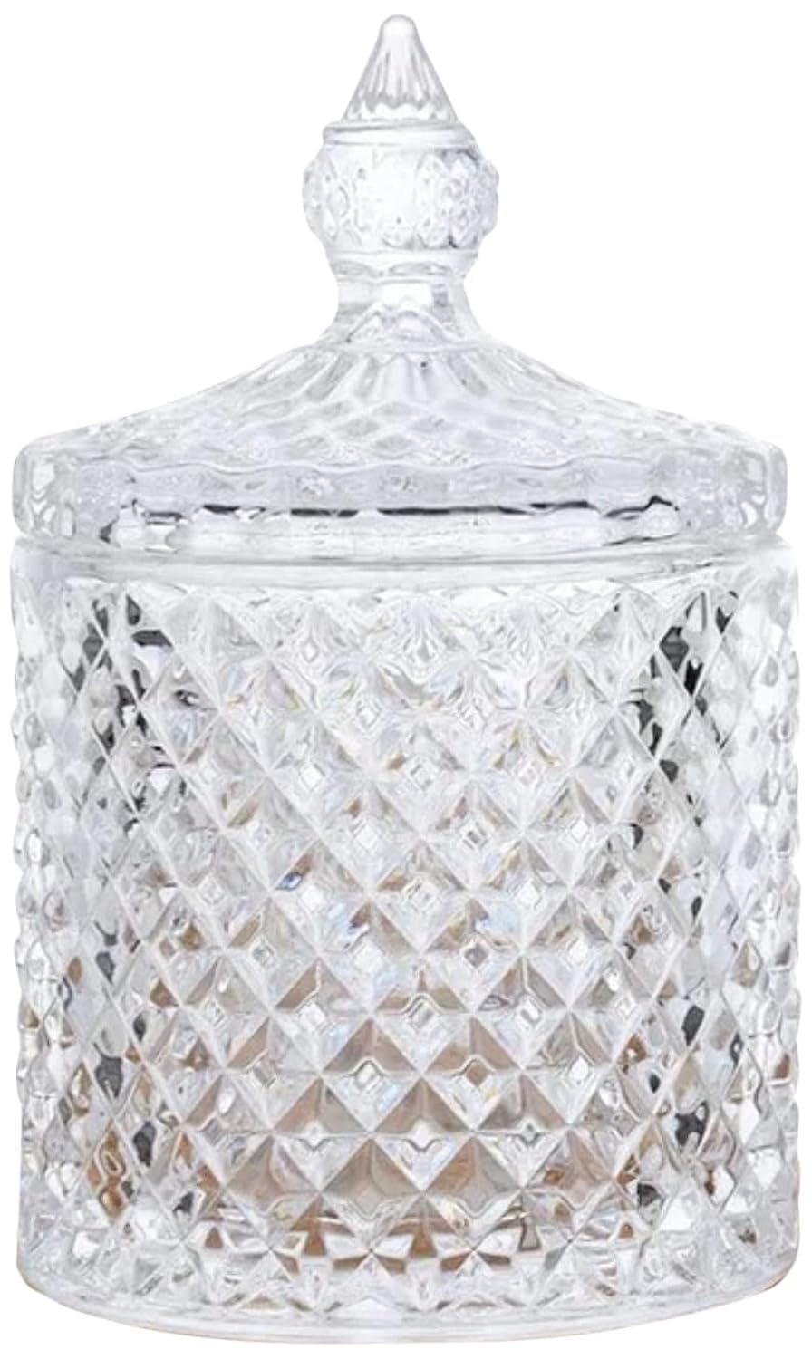 Crystal Candy Box With Lid - Glass Covered Sugar Bowl and Cookie Jar - Weave Design Dish