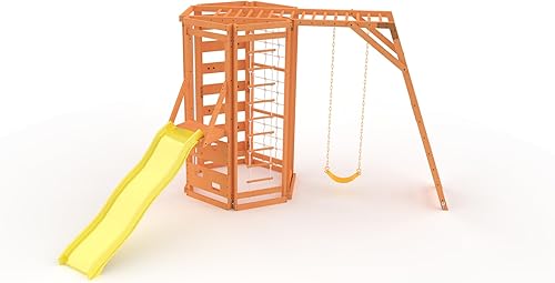 Miniatura 3 de Conjunto de juego de madera de espino amarillo, duradero, resistente a la intemperie y fácil de instalar