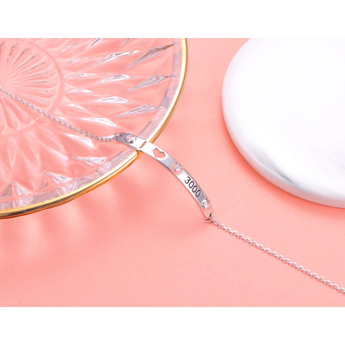 Regalos para el día de la madre, plata de ley 925, pulseras inspiradoras con mensaje "I Love You More/3000 para mujeres, niñas, adolescentes, familia, amor, brazalete, joyería ajustable de 7 + 2