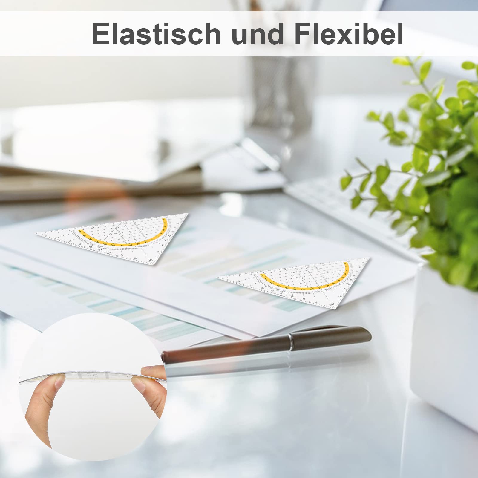 10 Stück Geometrie Dreieck, Geodreieck aus Kunststoff, Flexibel Geodreieck Zeichendreieck Winkelmesser Geodreieck zum Kreise Zeichnen Geometrie Set für Büro Designer Studenten Malerei