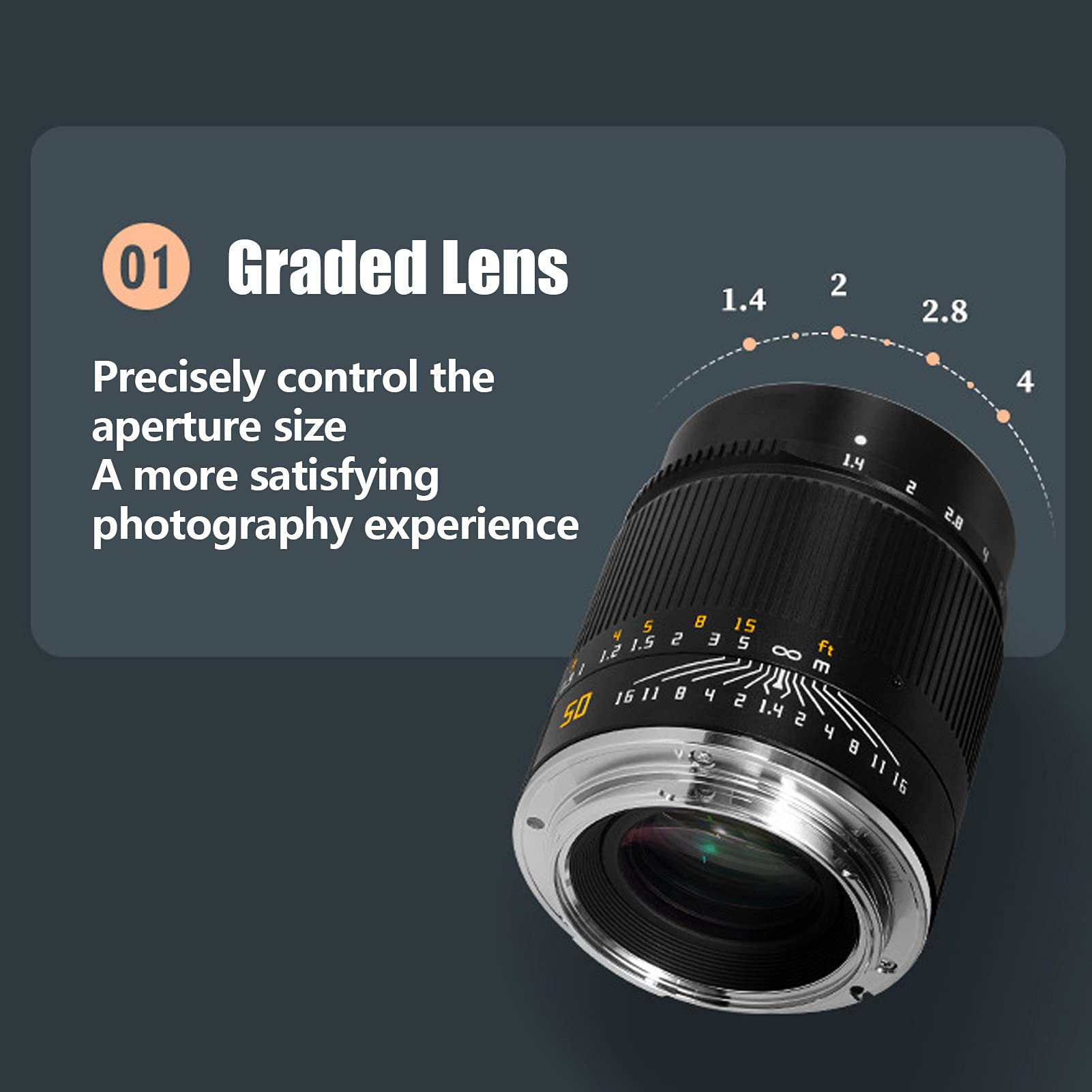 TTArtisan Obiettivo Per Fotocamera ASPH 50mm F1.4, Obiettivo Per Fotocamera Mirrorless Full Fame con Ampia Apertura E Messa a Fuoco Manuale, Obiettivo Per Fotocamera ASPH - Obiettivo Full Frame Ad Alt
