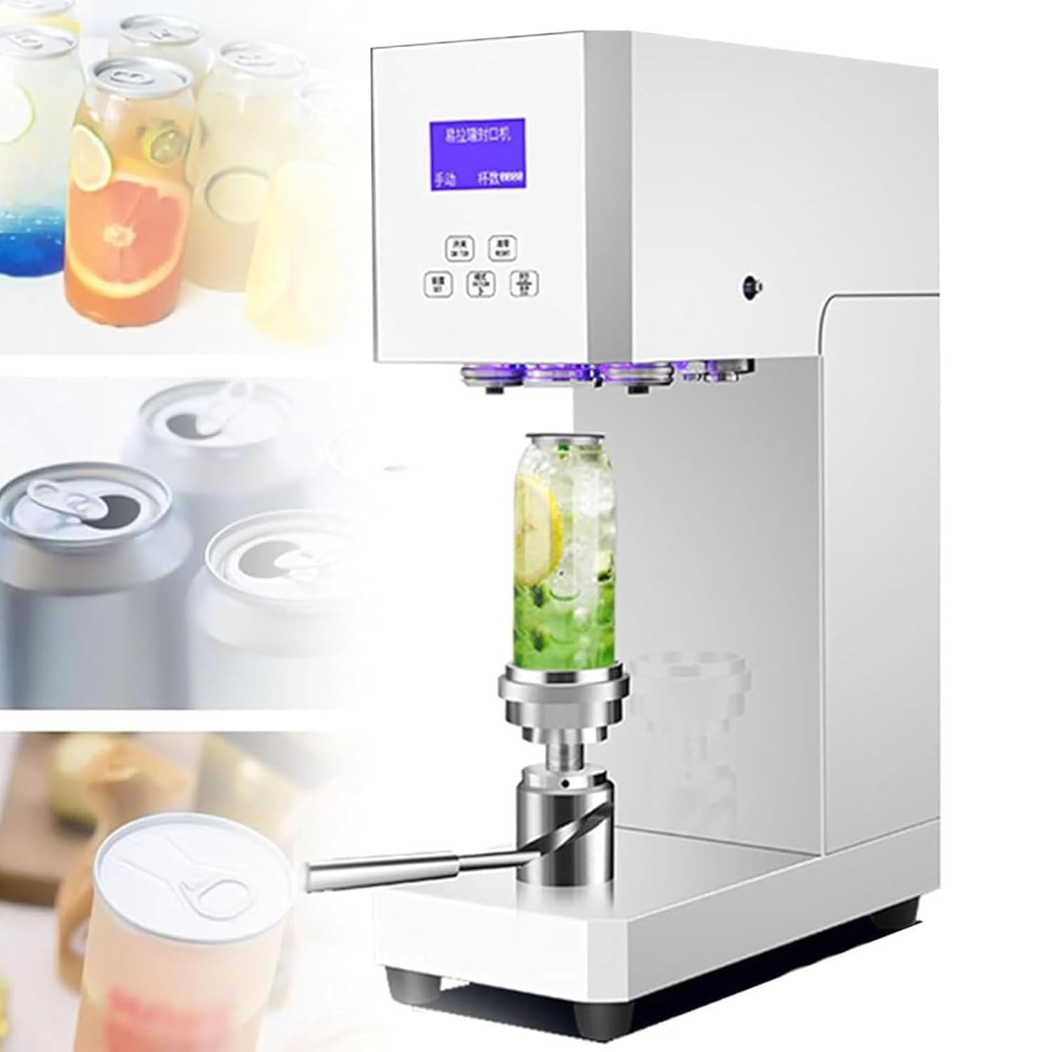 AYCDL Commercial Benchtop Can Seamer, Electric Can Cup Sealer with Smart Counter Semi-Automatic Tin Can Glass Bottle Sealing Machine,B