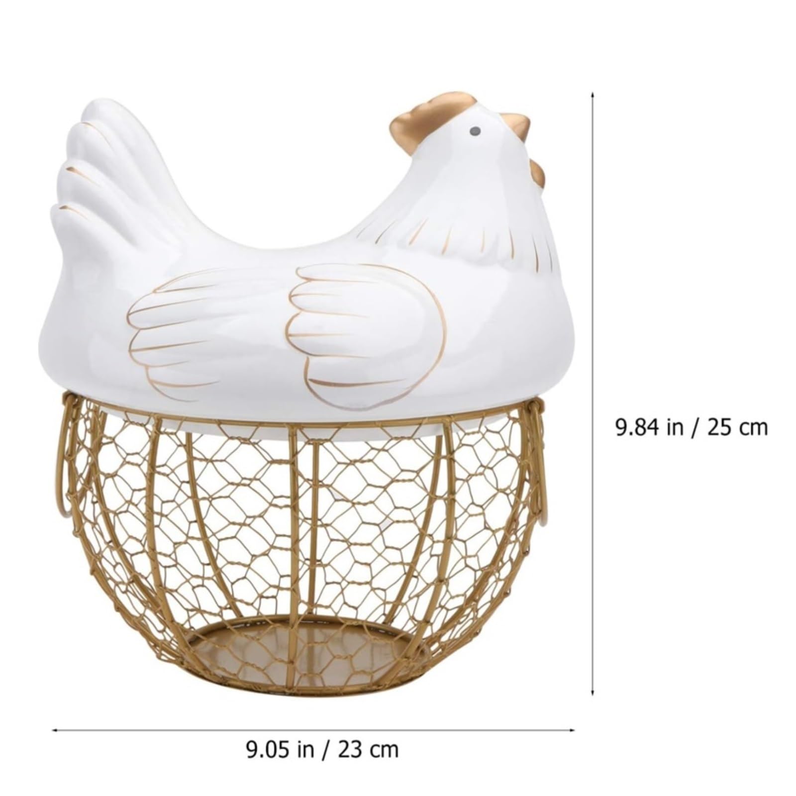 koszyczki na jajka z drutu, Kosz na jajka i owoce Drut metalowy Ceramiczne uchwyty górne 9,05 * 9,84 cala