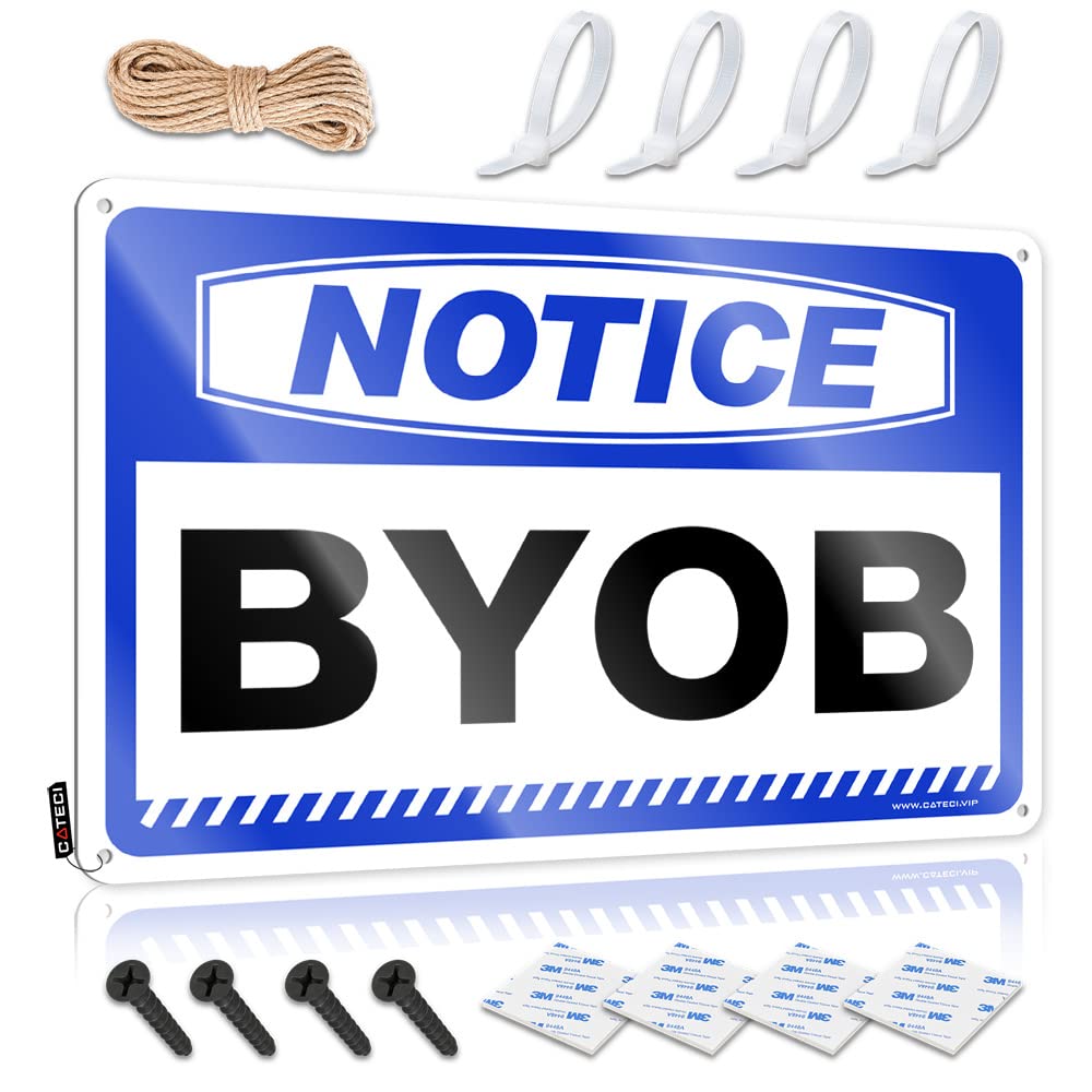STWNVOITV Bar Sign Home Decor Notice Byob Tin Sign Bar Funny Signs Man Cave Tin Sign(30X40CM)