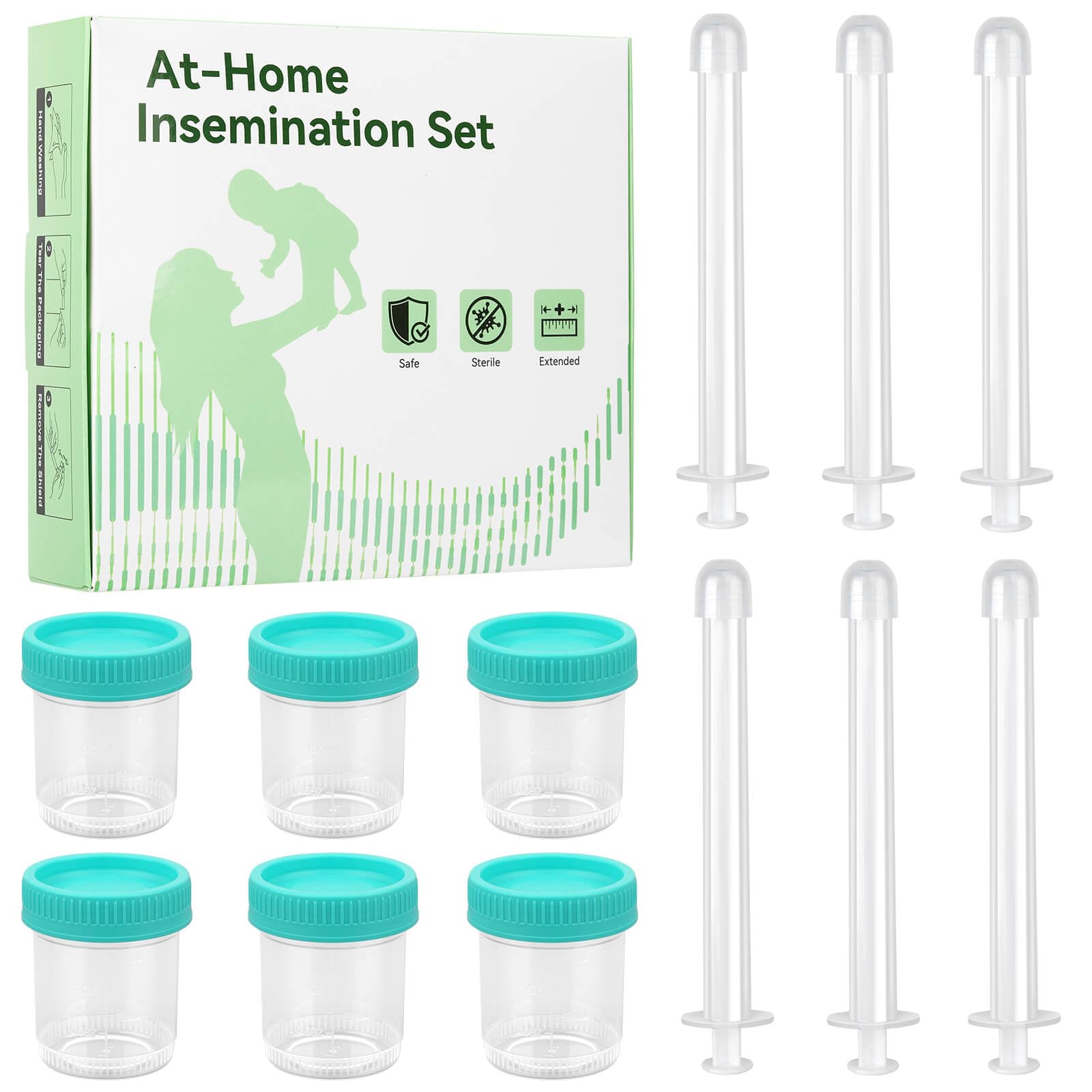 at Home Insemination Kit, Disposable Sterile, FDA Material Qualification, Extra-Length Design Artificial Insemination Set for Women, 6 Applicators + 6 Collection Cups.FSA/HSA Eligible green