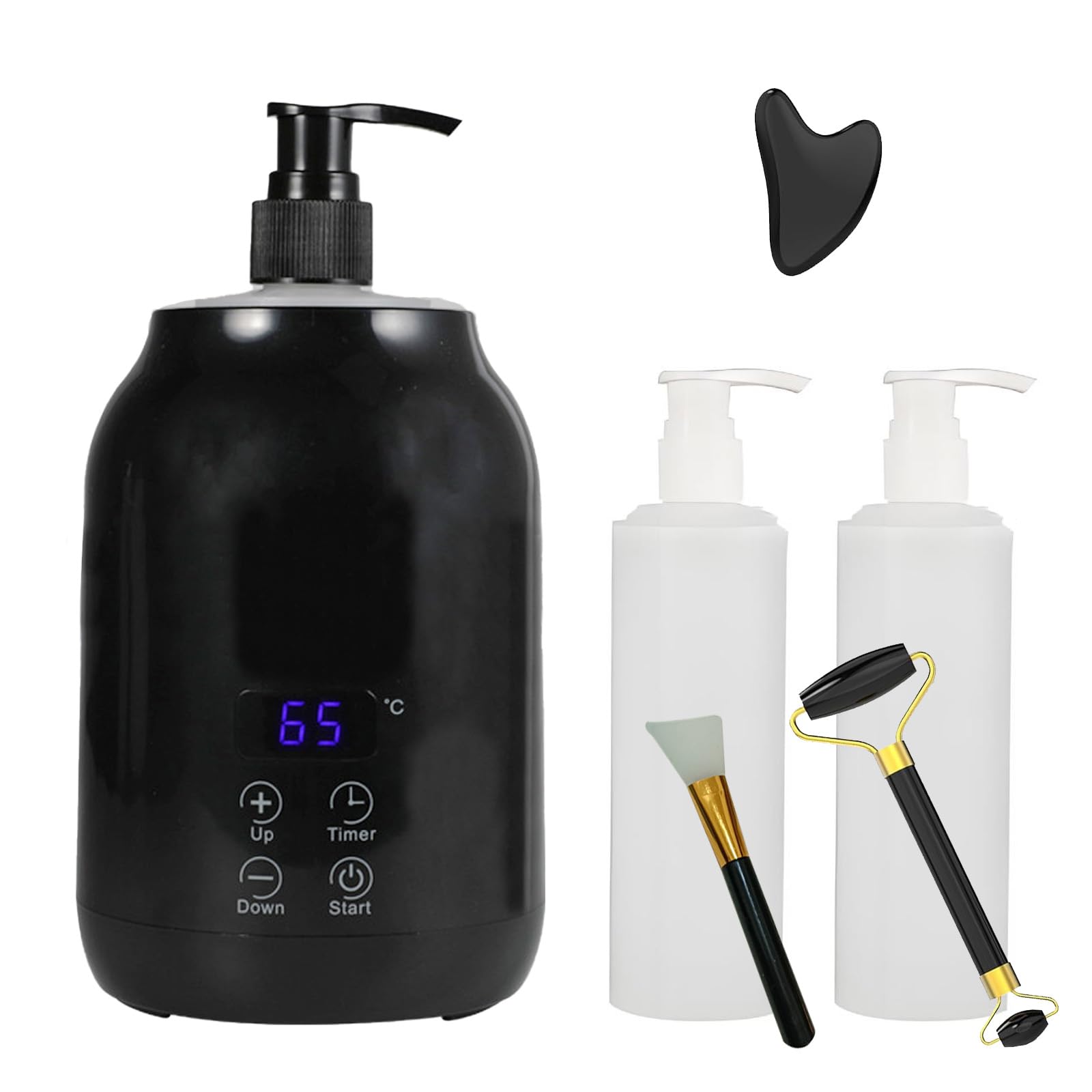Öl Wärmer für Massage 250ml Massageöl-Heizung mit LED Anzeige Elektrische Massageöler Wärmer Creme beheizt Spender Gua Sha Roller Kit