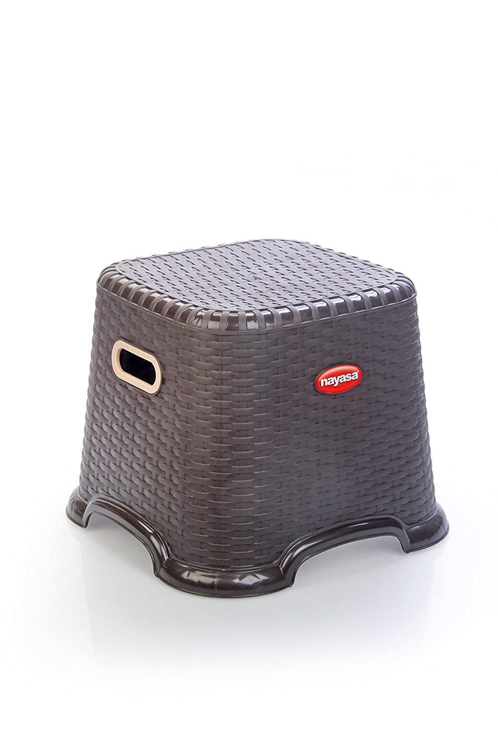 Nayasa Cane Stool Small | Durable Plastic Stool | Ideal for Office Use, Kitchen and Bathroom Use, Shops and, Hospital Use, Home Use | Chocolate Color