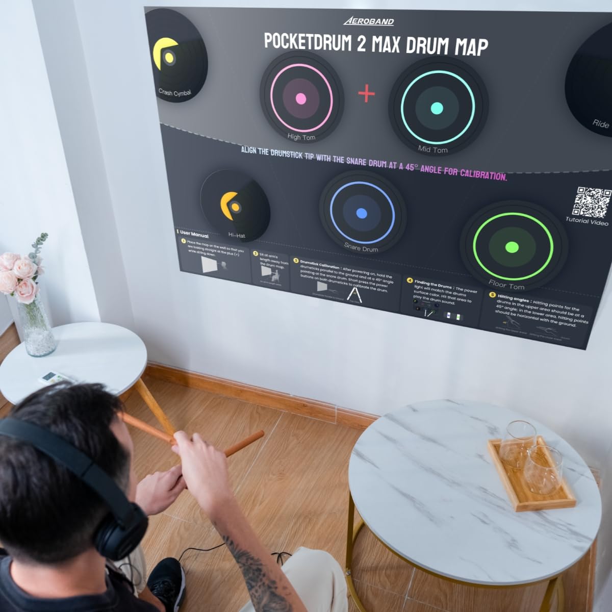 Aeroband PocketDrum 2 Max Air Drum Set – Tragbares E-Drum für Übung & Spaß mit Bluetooth und MIDI