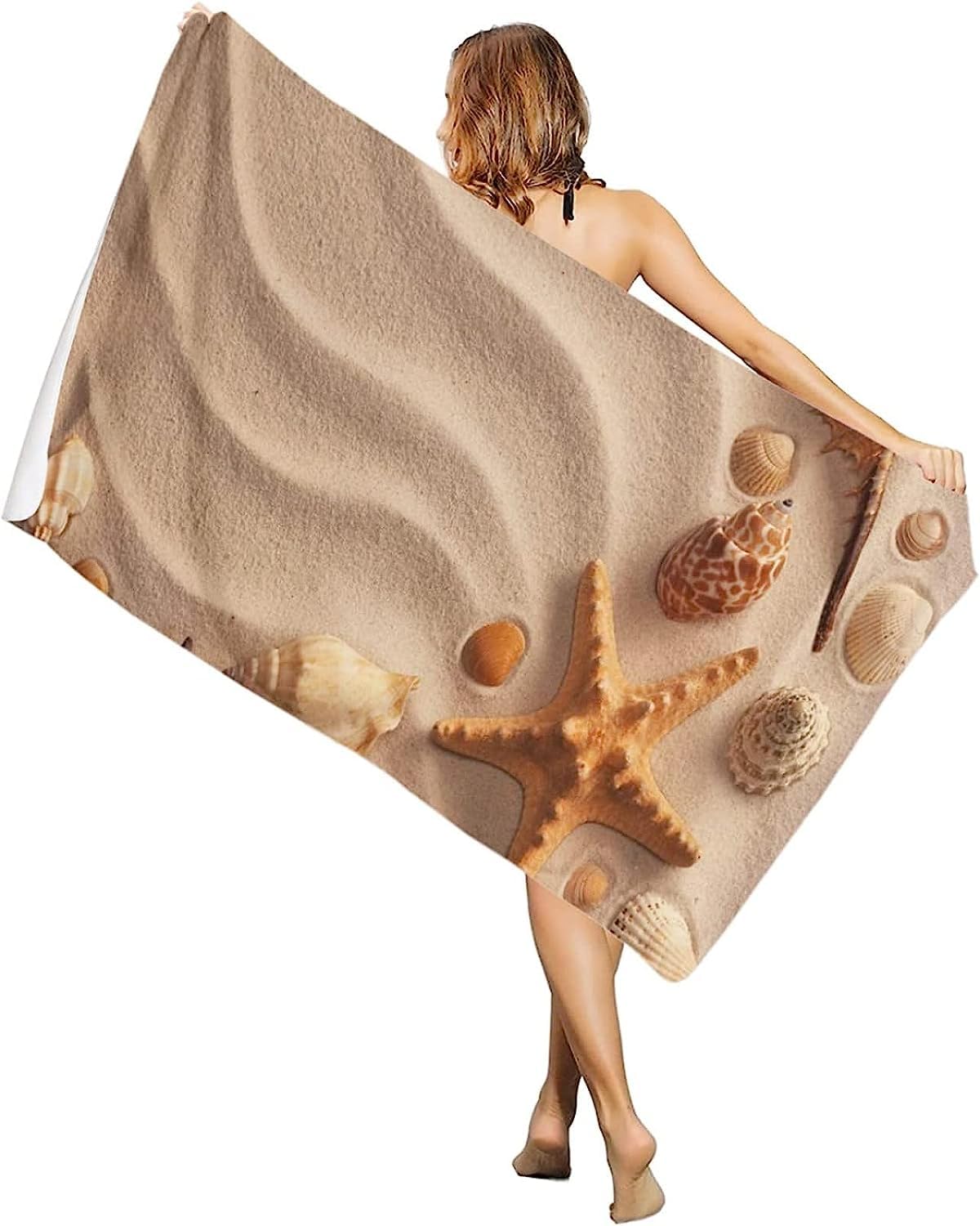 Serviette De Plage 3D, Séchage Rapide Microfibre Serviette De Bain, Étoile De Mer Créative Serviettes De Plage XXL 150 X 200 Cm, Voyages, Camping, Vacances, Femme Homme Enfant Drap De Plage -5I9J
