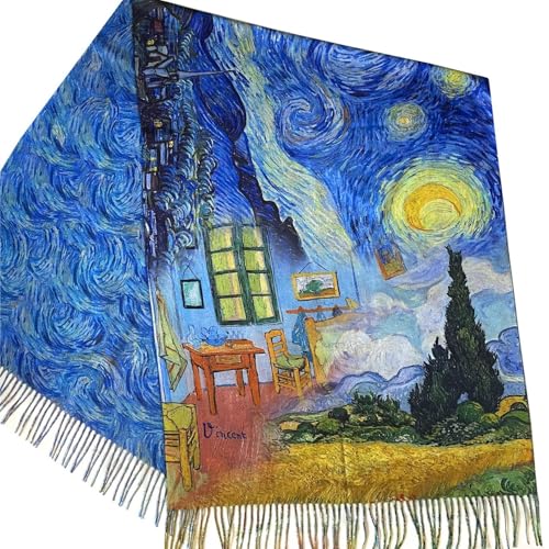 Vincent van Gogh Art Scarf. Starry Night, Sunflowers, Irises & Bedroom Design. Colorful Artistic Wrap Gift for Art Lovers, Artistic Gift for Her4