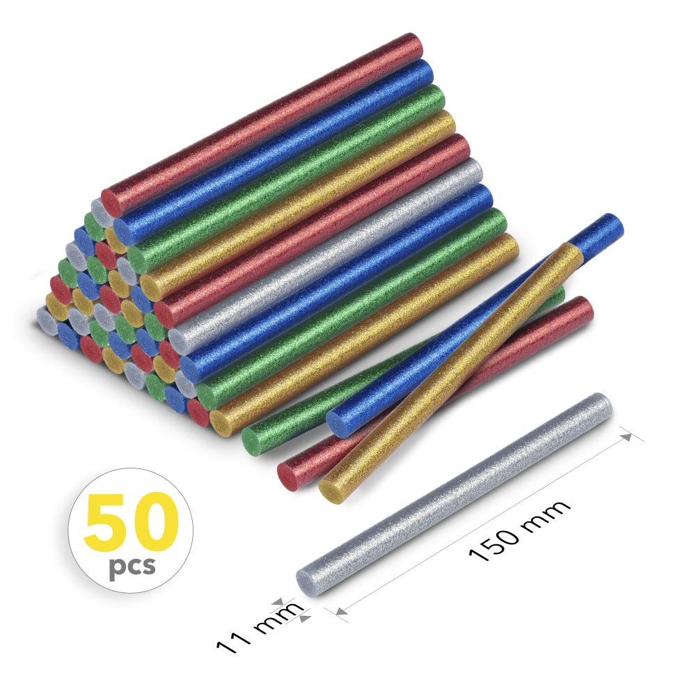 Confezione di stick di colla a caldo glitter, 50 pezzi (Ø 11 mm)