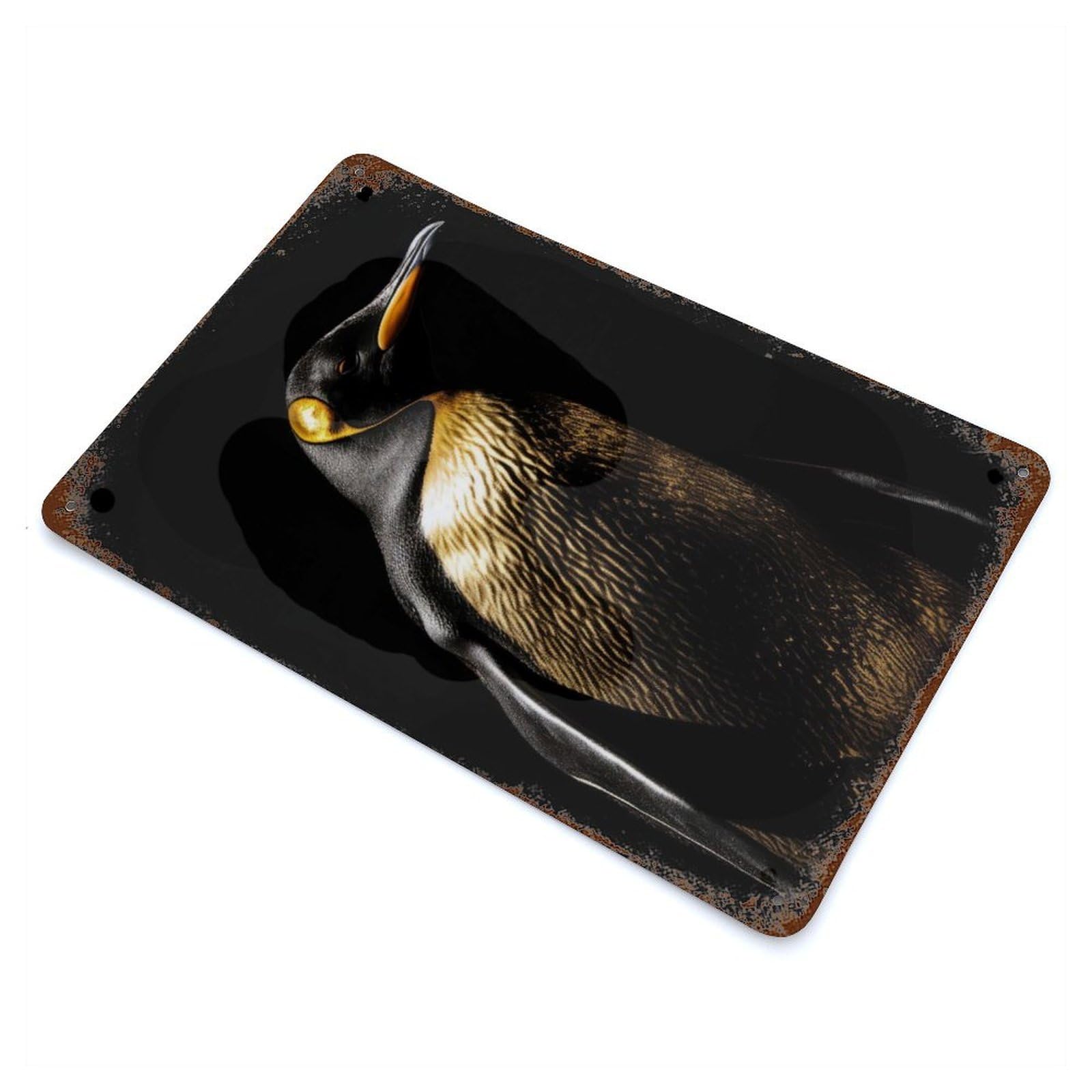 Penguin Gold Animal Vintage Rust Metal Sign 11.8"x7.9", Farmhouse Wall Decor for Garage, Pub Or Kitchen
