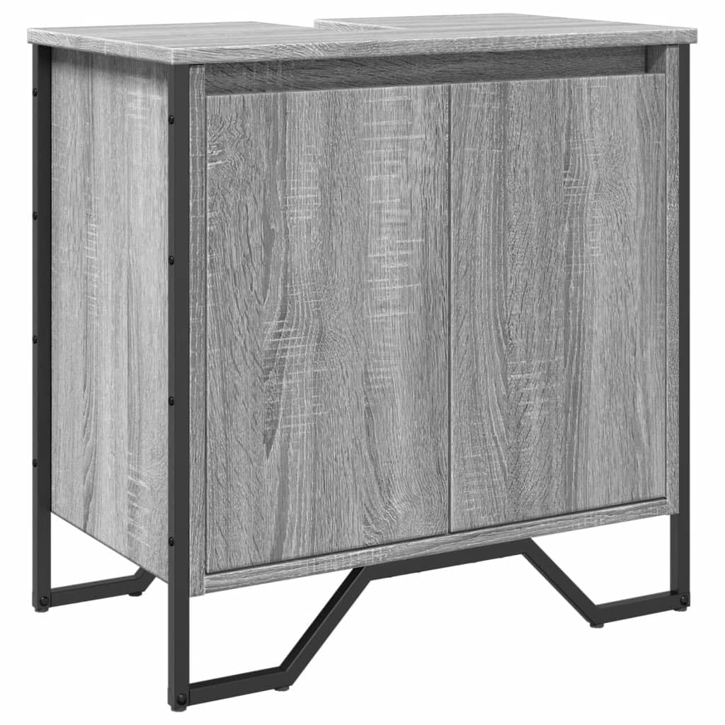 vidaXL Armoire lavabo de Salle de Bain Sonoma Gris 60x35x60 cm, Placard lavabo de Salle de Bain, Meubles de Salle de Bain, Meuble de Rangement sous lavabo