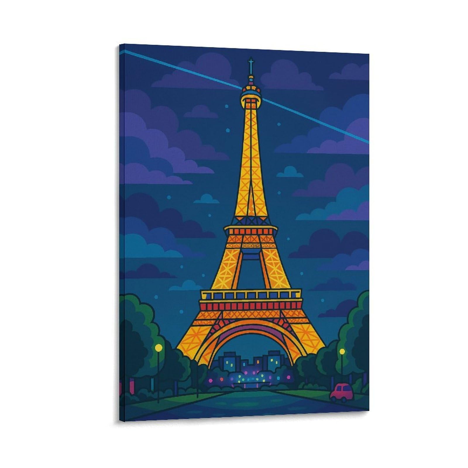 Eiffel Tower Night Wall Decor Poster Canvas Prints Picture Modern Wall Art Picture Wall Hanging for Dining Room Kitchen Home Office Decor 20x30inch(50x75cm)