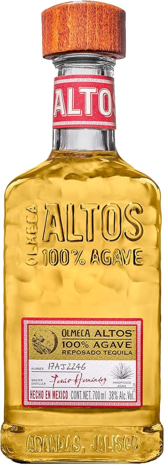 Altos Reposado Tequila 70cl, 38% ABV/Made from 100% Blue Weber Agave, Top Ranked Tequila for Margaritas and Palomas, Award Winning, Aged in Bourbon Casks, Grown in Los Altos, Mexico