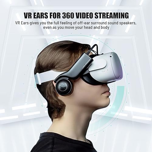 Vista 6 de Rebuff Reality VR Ears - VR Headphones for Oculus Quest 2 VR Gaming Headphones with Custom Length Cable 360 Degree Sound Easy to Use and Disassemble