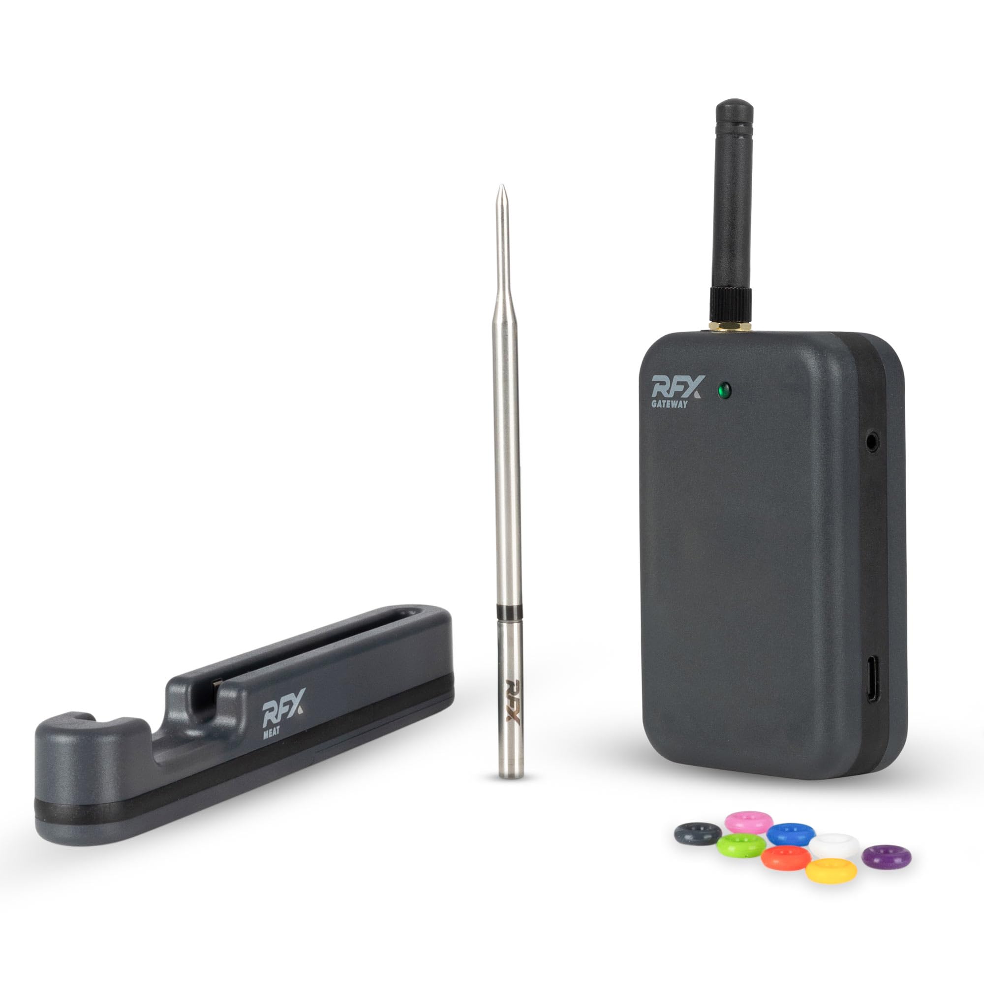 RFX Wireless Meat Thermometer Kit with Gateway, 538°C Heat Resistant, 457m Range, IP69K Waterproof, No Dropouts
