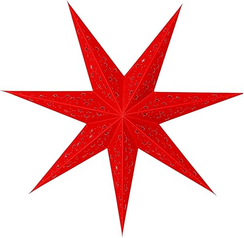 GalaxyArts - Naxatra (rojo mediano 7 puntas) - Linterna de estrella de papel