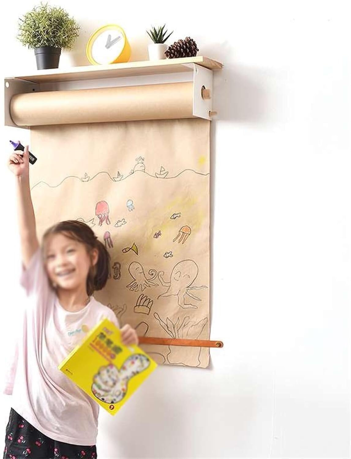 Distributeur De Rouleaux De Papier Kraft De 45 Cm À 66 Cm De Large avec Support Chevalet Et Étagère Supérieure. Largeur du Papier : 45 Cm.