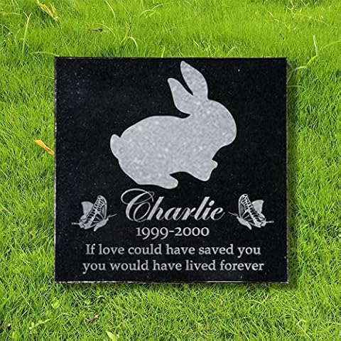 Toiveikas 6x6 inches Personalized Pet Memorial Stones, Black Granite Memorial Garden Stone Laser Engraved, Gifts for Someone Who Lost a Loved One, or Pet, Dog, Cat (Rabbit) Cover