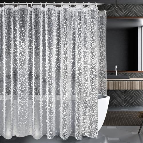 ChenTaiBB EVA Clear Shower Curtain Liner, Heavy Duty Shower Curtain, Cobblestone Patten with Bottom Magnets, Semi Transparent, Shower Liner for Shower Stall, Bathtubs(78.7