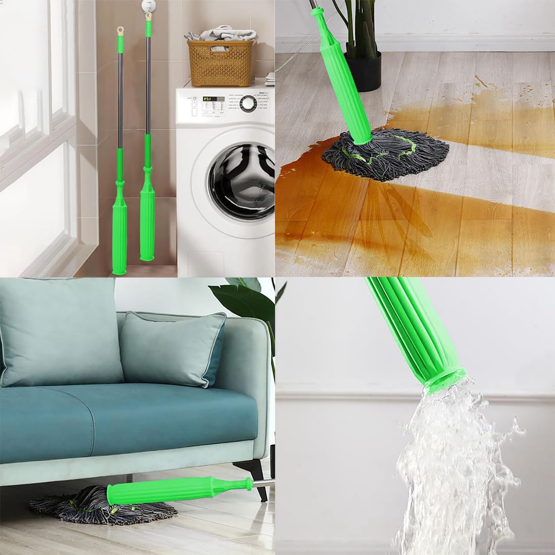 Mopa giratoria de microfibra 2 en 1 con 2 almohadillas reemplazables, limpiador de suelos giratorio de 360°, mopa de secado rápido para madera dura y uso comercial, ideal para limpieza del hogar (2