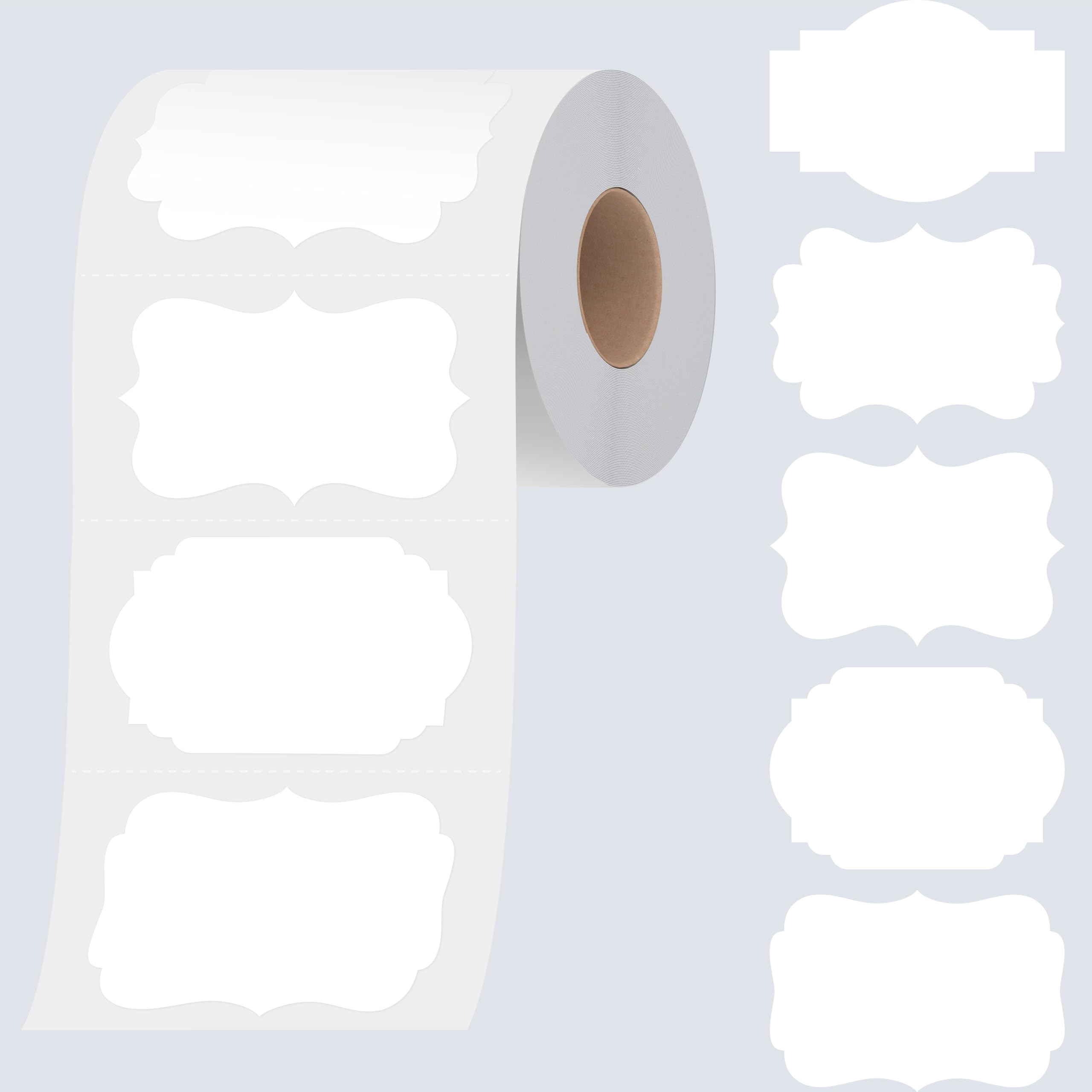 300 PCS White Stickers, 5 Shape Water/Oil/Tear Resistant Blank Stickers Removable with no Residue for Name Tags, File Folders, Food Jars, Gift Tags, Home Office Business Uses (2” x 3”)
