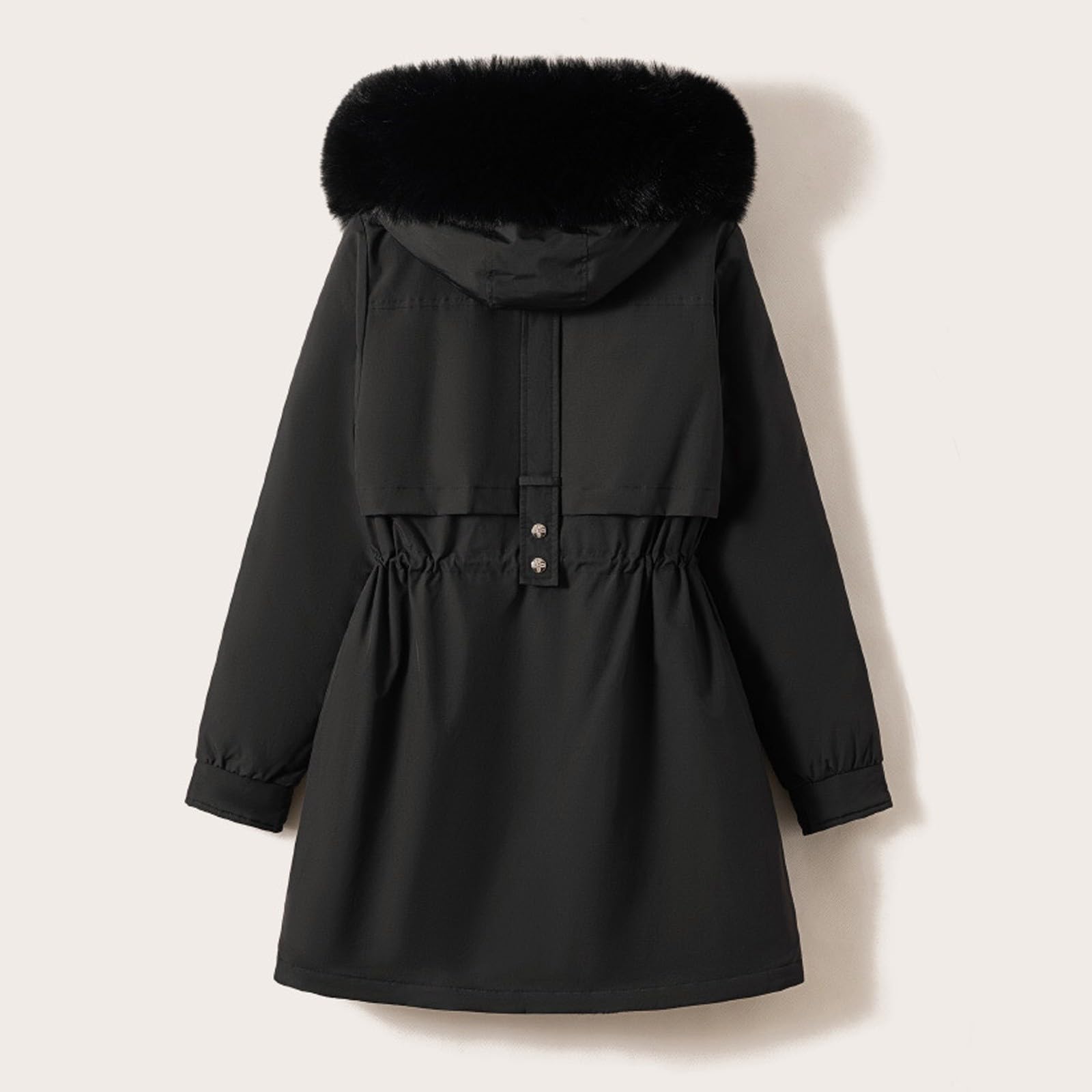 Generisch Damen Wintermantel in Übergröße mit Reverskragen Langarm dick gepolstert warme ideal für kalte Tage (Black, XXXL)