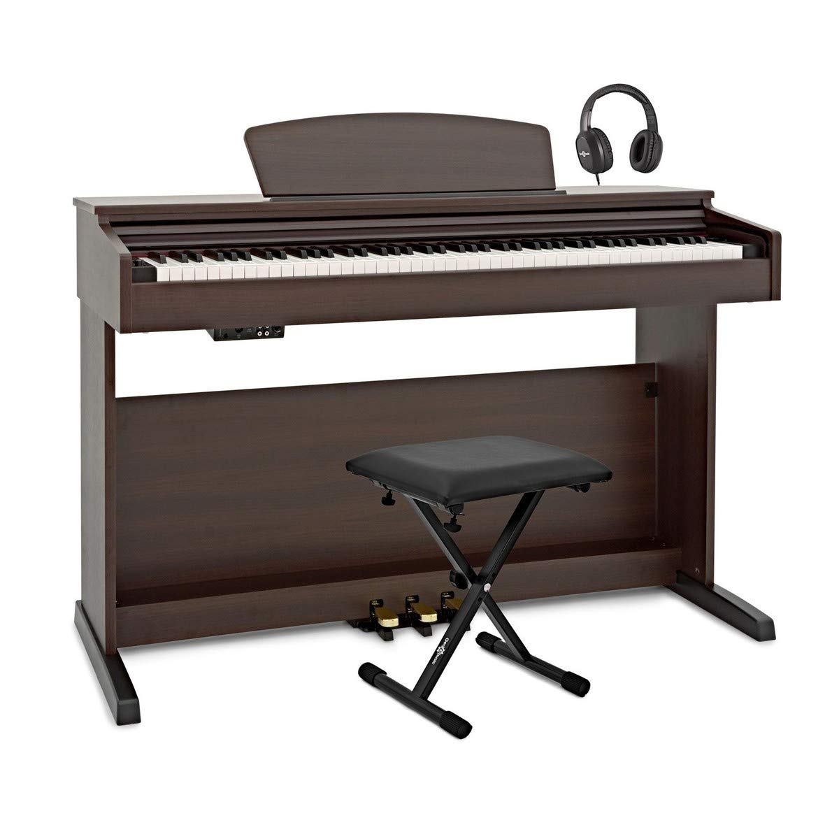 DP-10X Pianoforte Digitale di Gear4music + Accessori, Palissandro Scuro | 88 Tasti ad Azione Martelletto per un Jeu Espressivo, Registrazione USB e Memoria Interna, Metronomo e Modalità Apprendimento