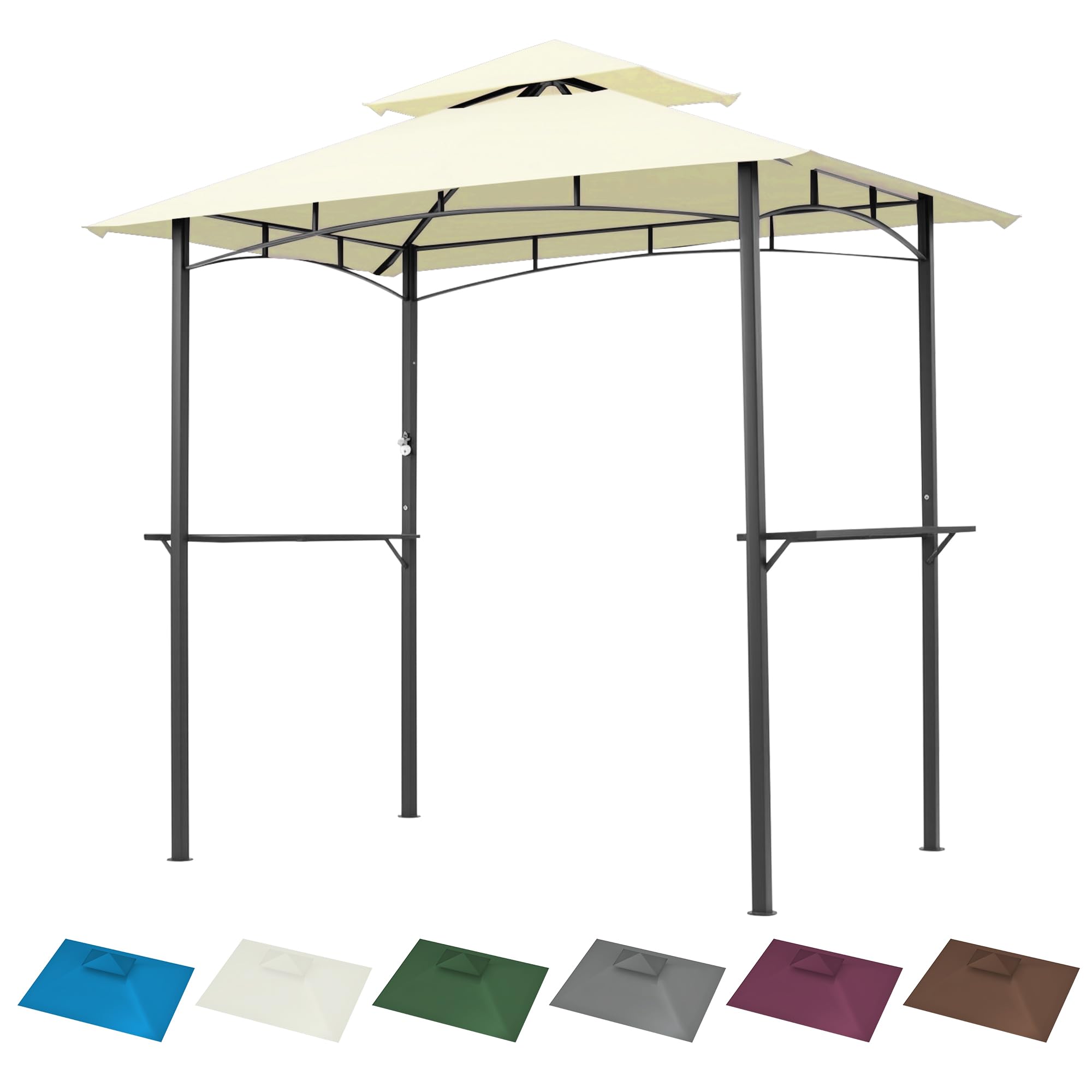 Grill Gazebo Replacement Canopy Top Only - 5' x 8' Outdoor BBQ Gazebo Canopy Roof, Waterproof Double Tiered Shelter Cover Fit for L-GG001PST-F (5 * 8FT-White)