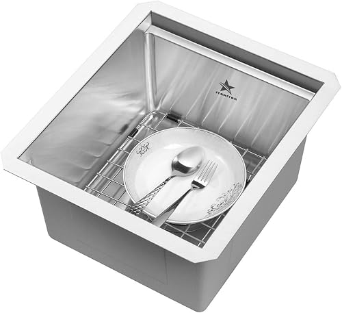 Miniatura 2 de STARSTAR Fregadero de cocina de acero inoxidable 304 de acero inoxidable 304 con rejilla, tabla de cortar, colador con cesta (15 x 17 x 10)