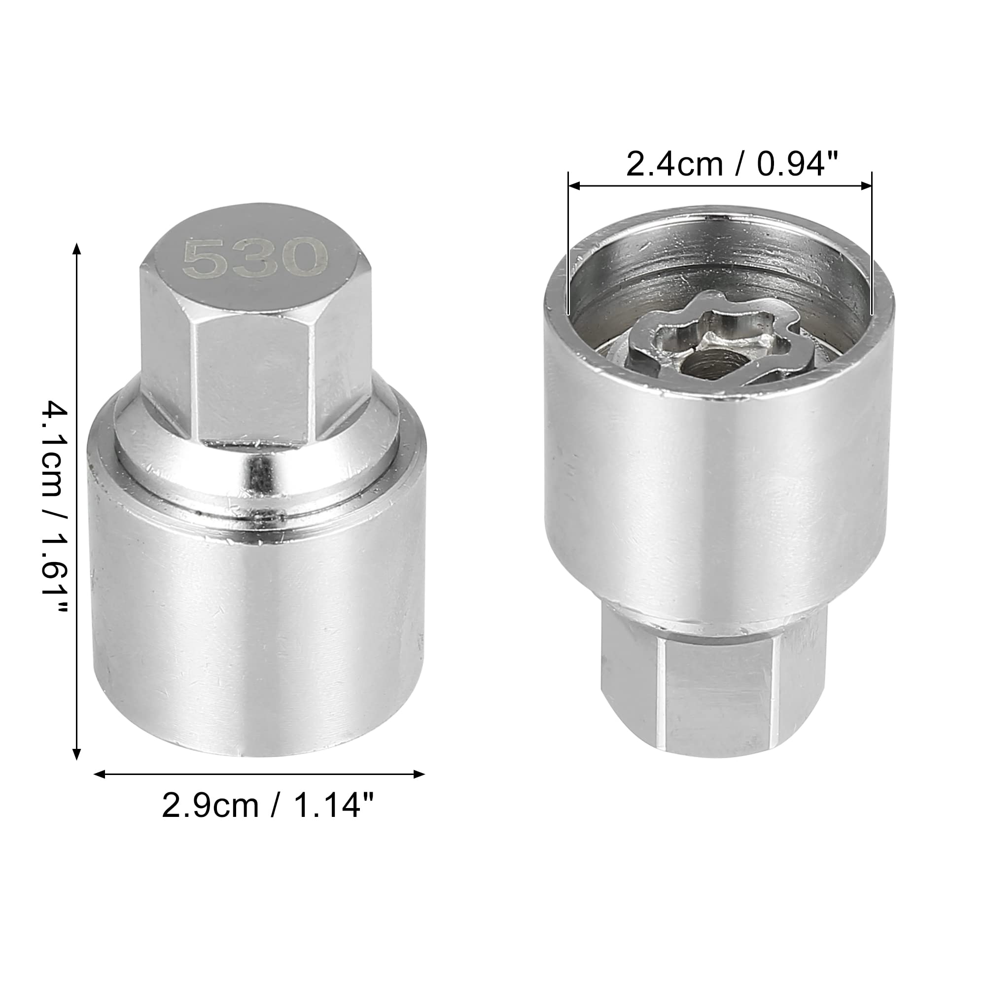 X AUTOHAUX 530 Clé Démontage Écrou Antivol Roue Pour VW Touareg 1pc | Métal, Argenté, Pour VW Scirocco Magotan Phaeton Tiguan, 4.1x2.9cm, Int. 2.4cm, Antirouille, Durable