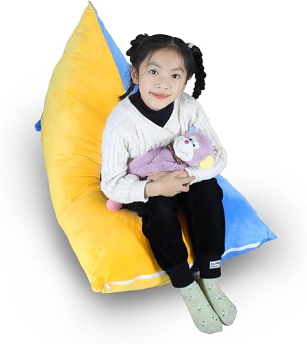 Miniatura 1 de STOINSTO Funda para puf de almacenamiento de animales de peluche (sin relleno), puf triangular para niños y adultos, funda extragrande con