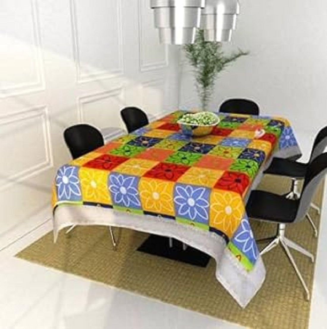 ZITIN Rangoli Printed PVC 6-Seater Dinning Table Cover 60x90 Cream PVC Square Pack of 1-image-21