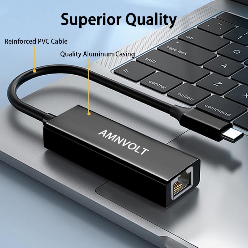 HuiTinJesh USB C to Ethernet Adapter 5Gbps, USB 3.2 Type A/C to RJ45 Network Converter, High Speed LAN Network Converter for Windows 11, Mac OS and More, USB to ethernet Adapter