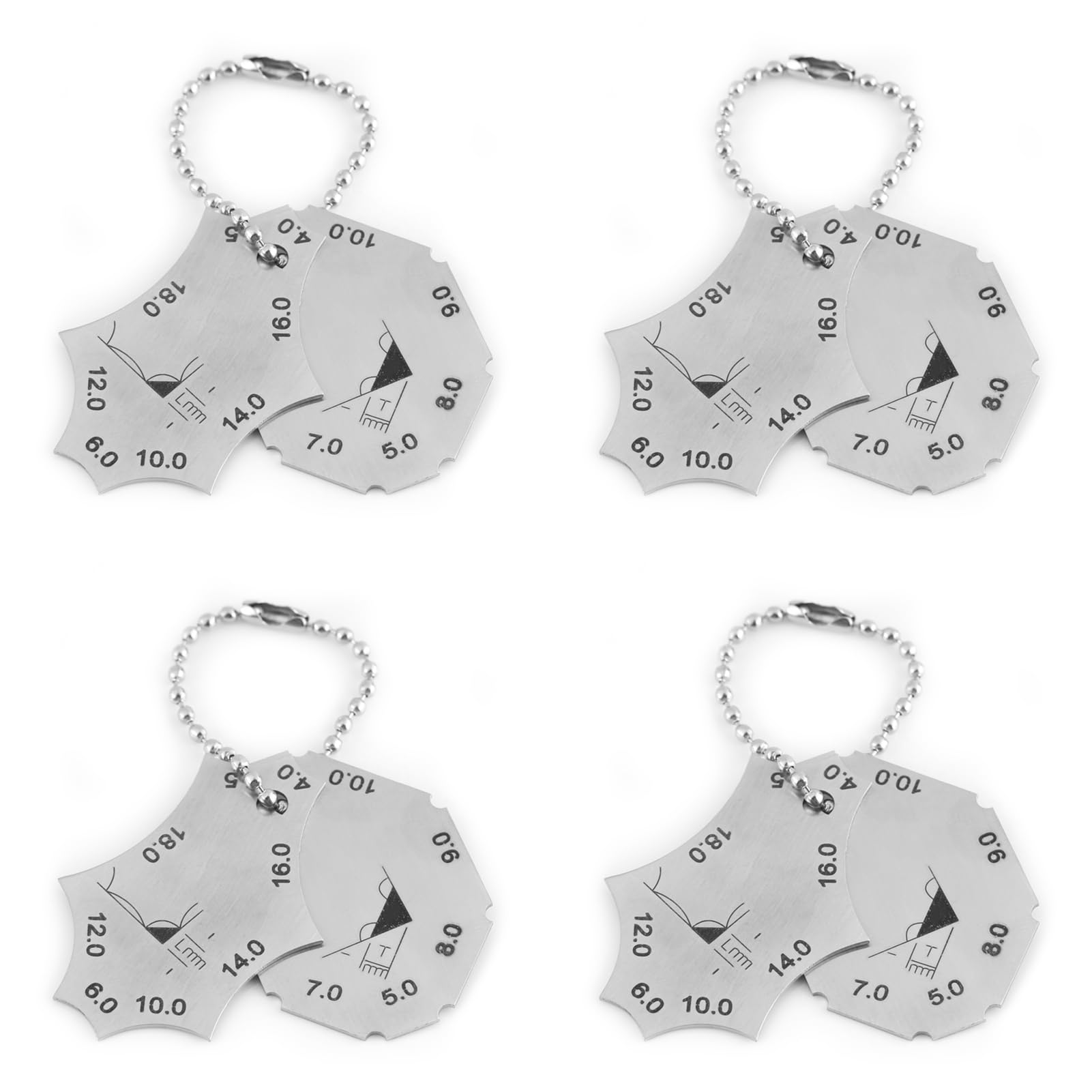 4Pcs Fillet Weld Tee Joint Welding Throat Depth Leg Length Gauge Ruler Two Piece Gage with Package for Stainless Steel Welding Gauge