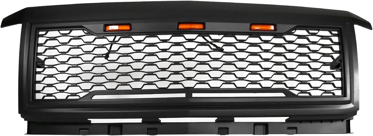 IKON MOTORSPORTS, Grille Compatible With 2015-2018 Chevy Silverado 2500 3500, Front Bumper Hood Mesh Grill Matte Black, 2016 2017