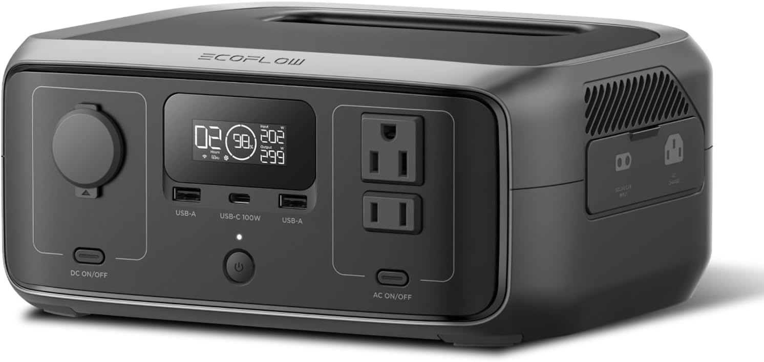 Portable Power Station RIVER 3, 245W 550W | 1 Hr Fast Charging, LiFePO4 Battery,X-Boost 600W Solar Generator for Outdoor Camping/RVs/Home Use
