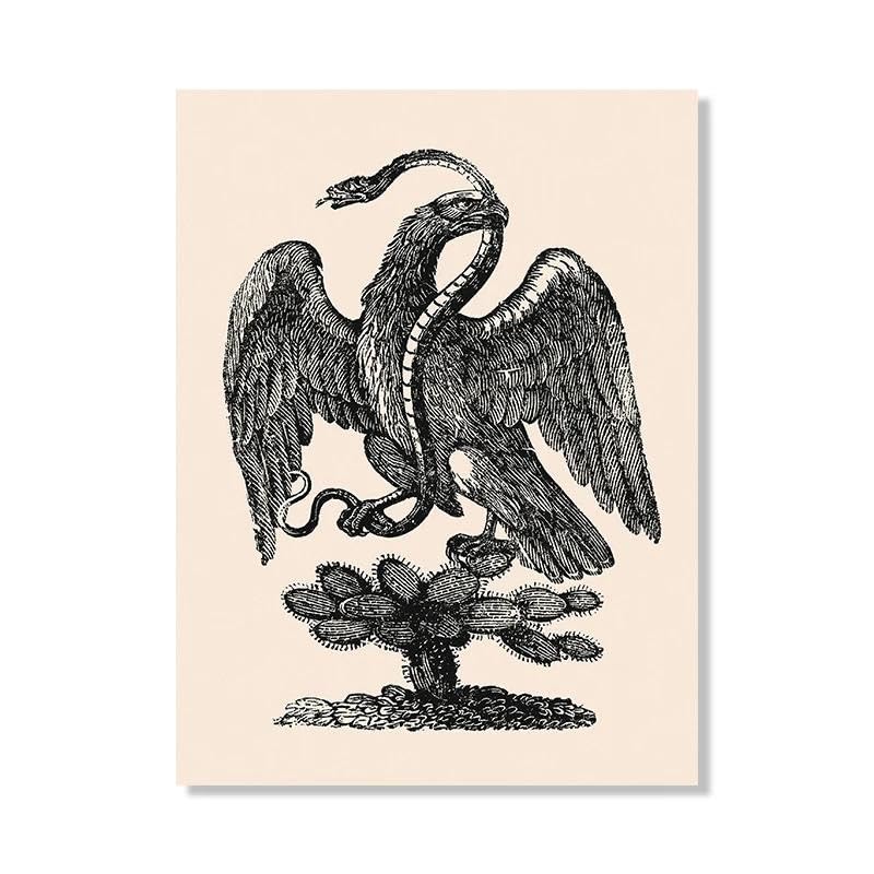 Tableau Déco Nature noir et blanc affiche murale motif mexicain Yucatan C