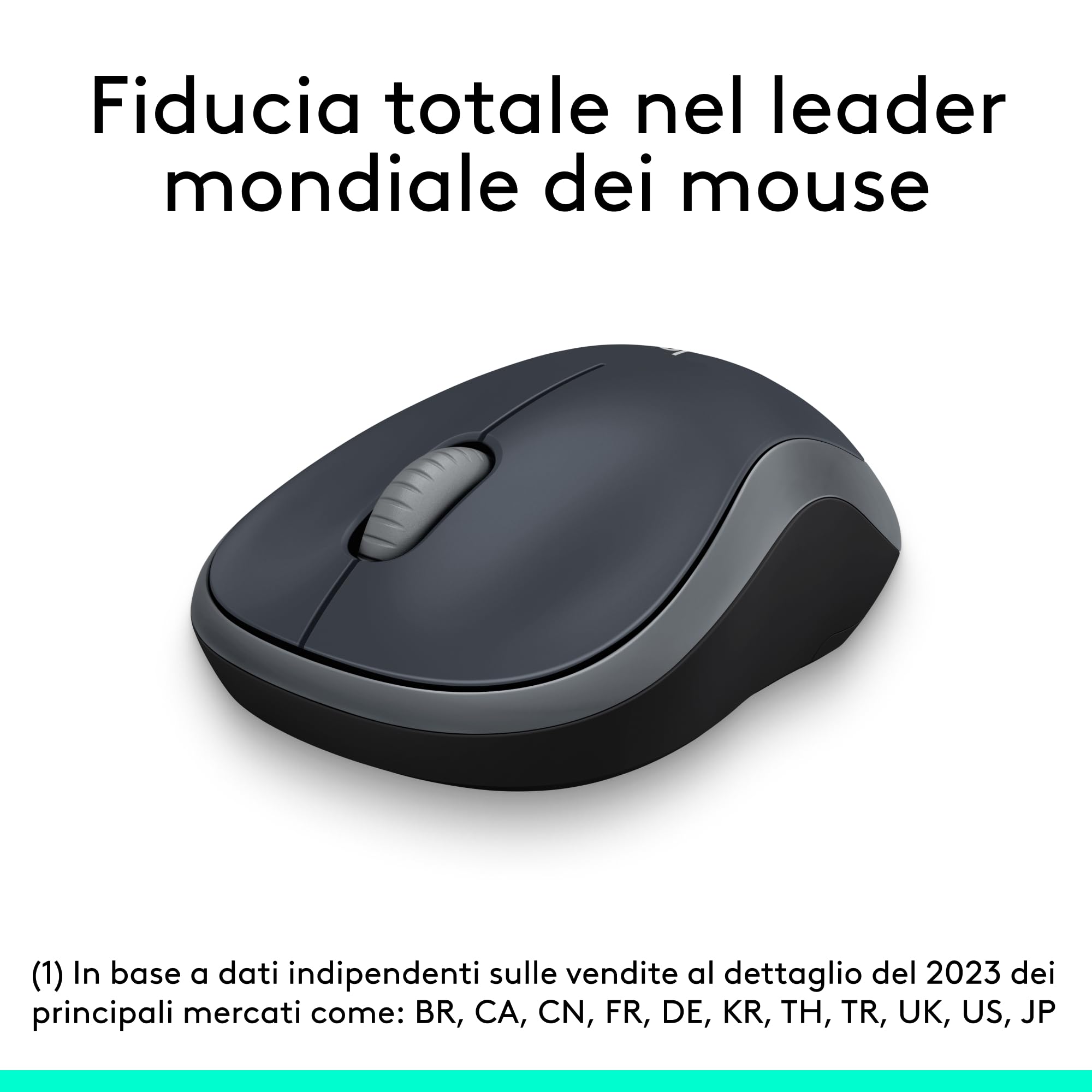 Logitech M185 Mouse Wireless, 2,4 GHz con Mini Ricevitore USB, Durata Batteria di 12 Mesi, Tracciamento Ottico 1000 DPI, Ambidestro, Compatibile con PC, Mac, Laptop - Grigio