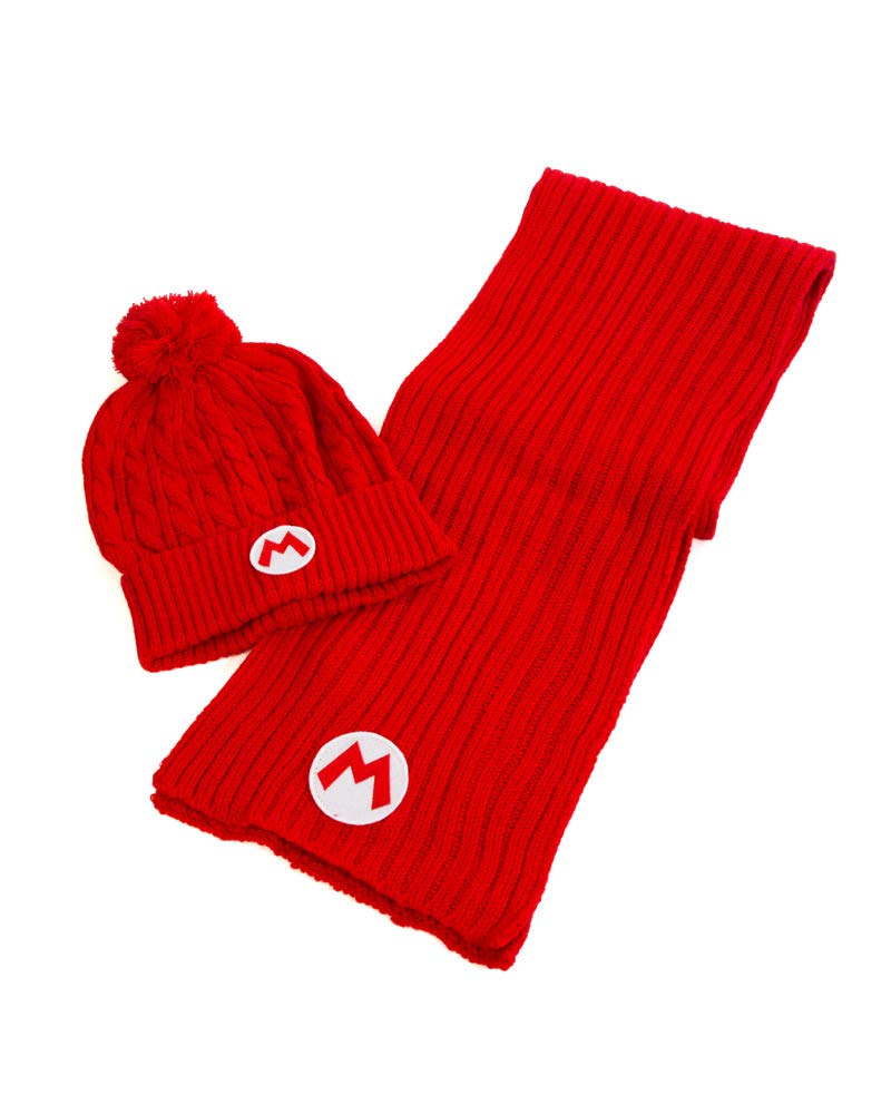 Difuzed Set berretto + sciarpa, Rosso, Unico Unisex Bambino