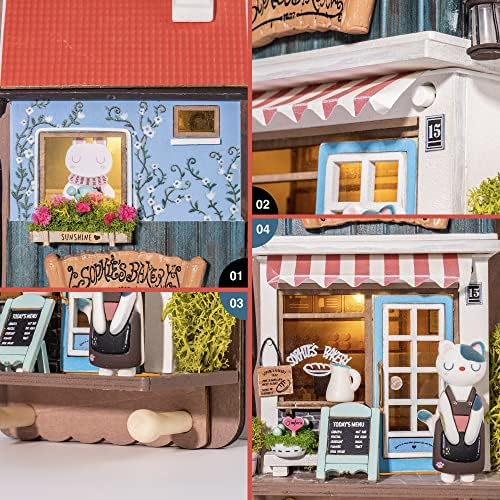 Rolife Miniature Dolls House Kits to Build for Teens Adults DIY 3D Wooden Dollhouse with Furniture (Aroma Toast Lab)