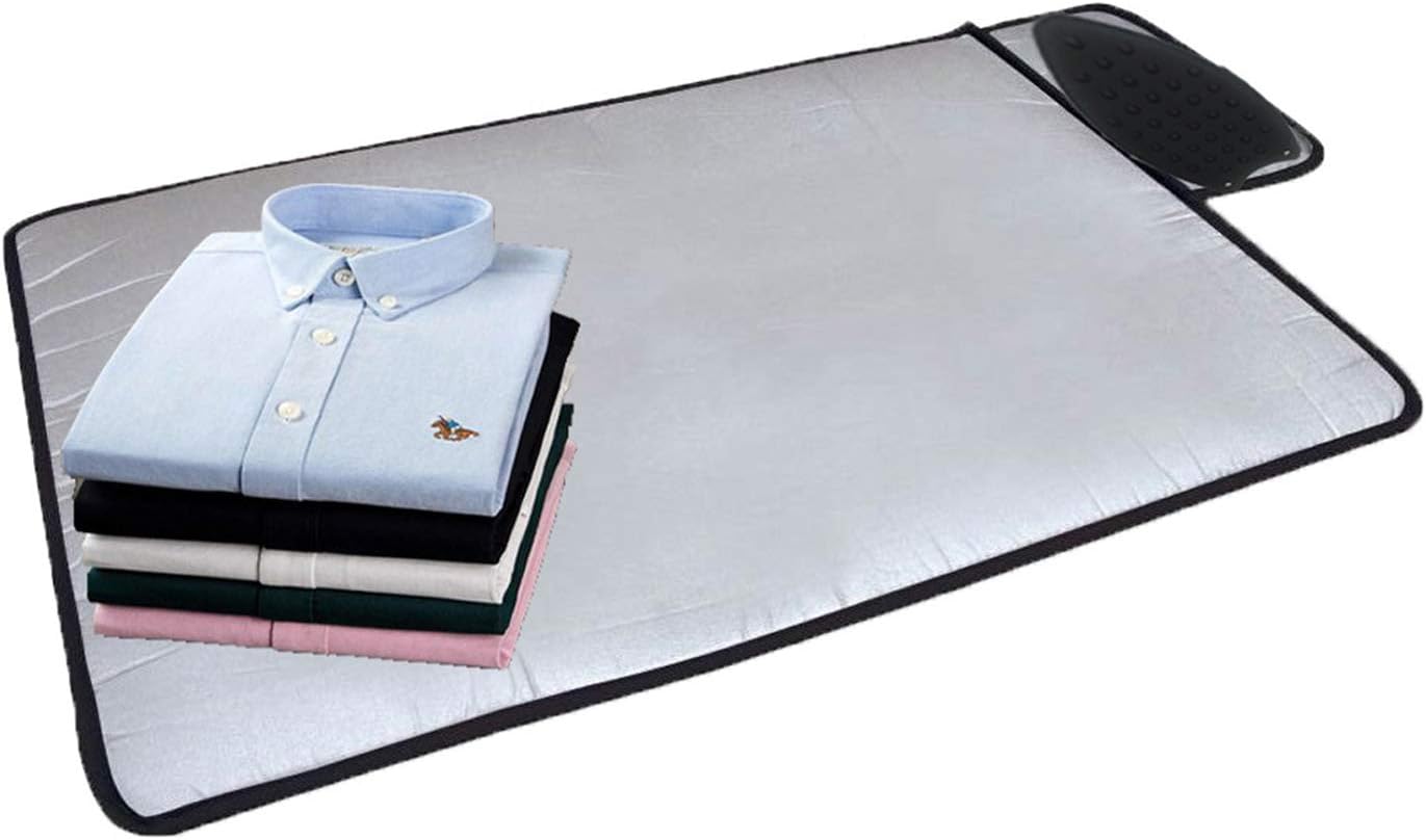 Ironing Mat -Tabletop Ironing Board - Portable Ironing Pad with Silicone Iron Rest - Double Side Use & Twice Heat Resistance, Mini Ironing Board Foldable & Portable (28 x 19 Inches)