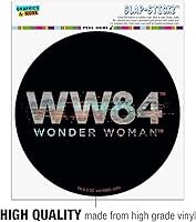 Vista 3 de Wonder Woman 1984 Glitchy 80s Logo Automotive Car Window Locker Circle Bumper Sticker