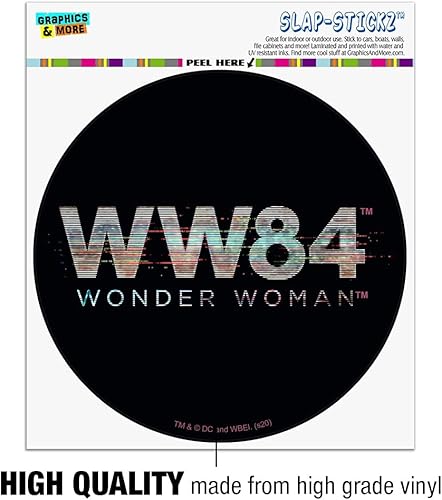 Miniatura 3 de Wonder Woman 1984 Glitchy 80s Logo Automotive Car Window Locker Circle Bumper Sticker