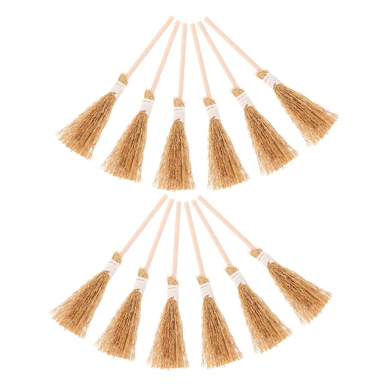 COLLBATH 12pcs Halloween Broom Toy Broom Witches Broom Landscape Decor Witch Broom Halloween Decoration Dollhouse Brooms Parties Home Miniature Broom Mini Broom Craft Miscanthus Yellow