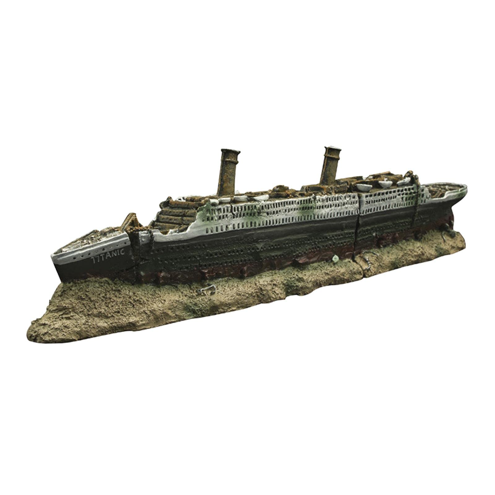 Ioensy Aquarium Fish Tank Titanic Ship Ornament Decorations Cave Hide Shelter 38cm